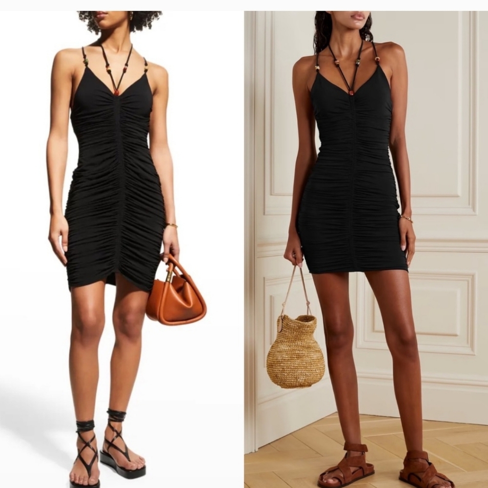 sA.L.C. Anya Ruched Bead-EmbellishedMinidress Black size M $450 ie: